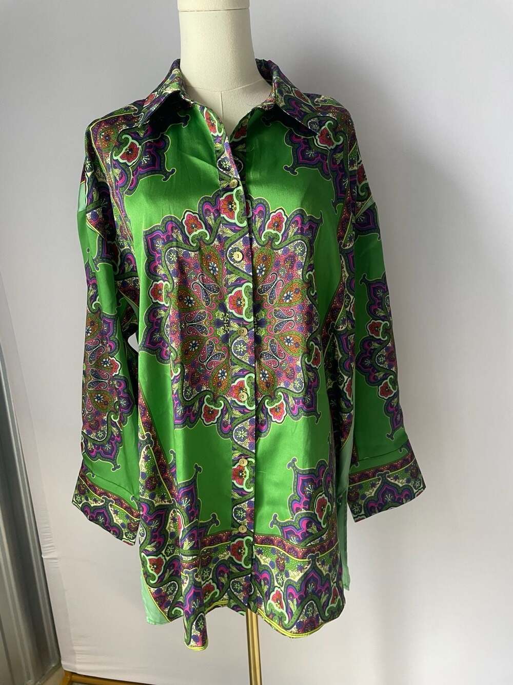 Zara Printed Shirt Size M Green Paisley